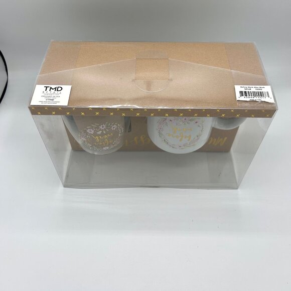 NIP BEFORE & AFTER WORK STEMLESS WINE GLASS COFFEE MUG FLORAL GIFT SET CHRISTMAS - Picture 5 of 6